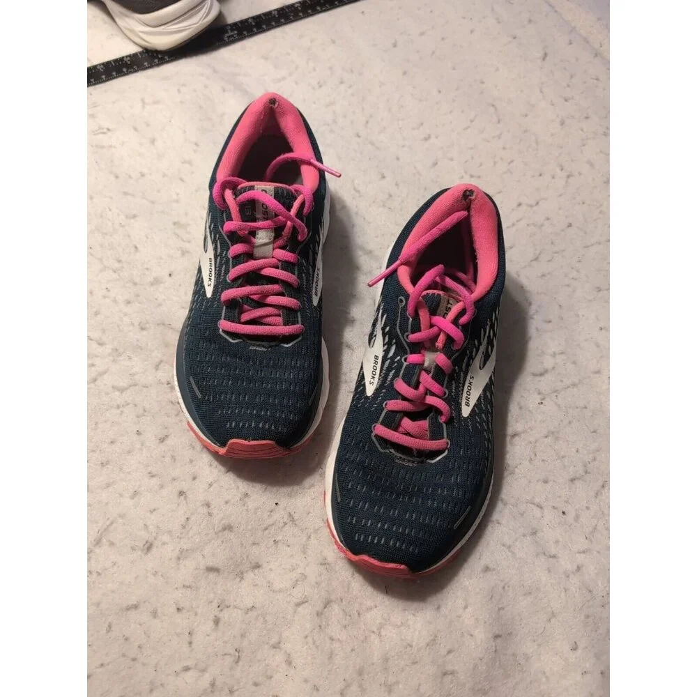 BROOKS WOMENS GHOST 13 1203381B391 REFLECTIVE POND/PINK/ICE RUNNING SHOES Size 7 - Picture 1 of 11